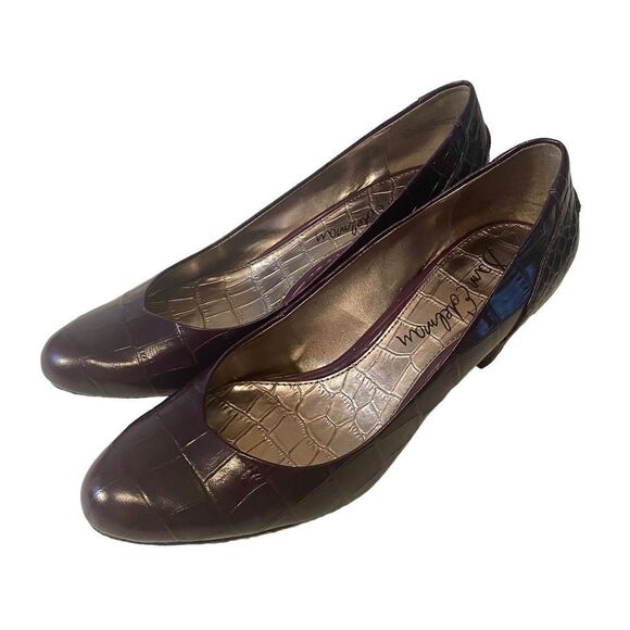 Sam Edelman Purple Faux Alligator Print Cone Heel Pumps in Sz. 8.5M - Picture 1 of 7